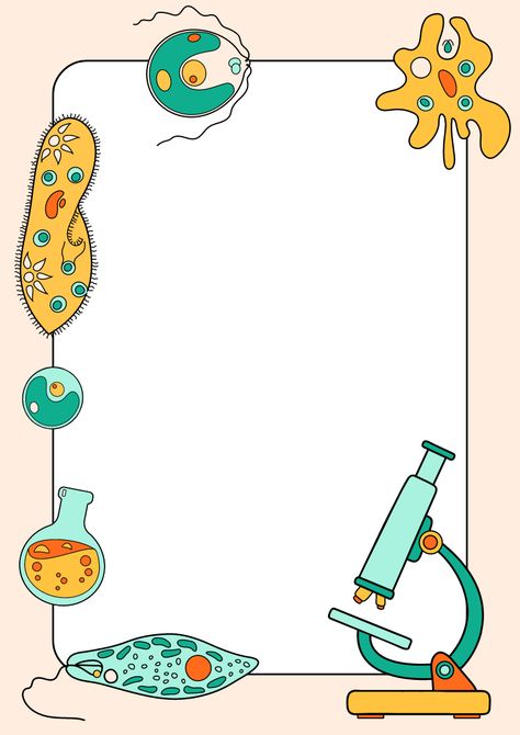 Use this customizable Blue Yellow Colorful Doodle Fun Science Biology Project Page Border template and find more professional designs from Canva. #blue #yellow #retro #colorful #doodle #fun #microscop #proteas #cell #amoeba #nature #science #biology #project #colorful #school #education #A4 #stationery #page #border #blank #list #playful #personal #personalize #canva #template Border Ideas For Science Projects, Biology Page Borders, Science Project Paper Design, Bio Project Border Design, Page Border Aesthetic, Science Design Border, Subject Border Design, Border Design Biology, Border For Science Project