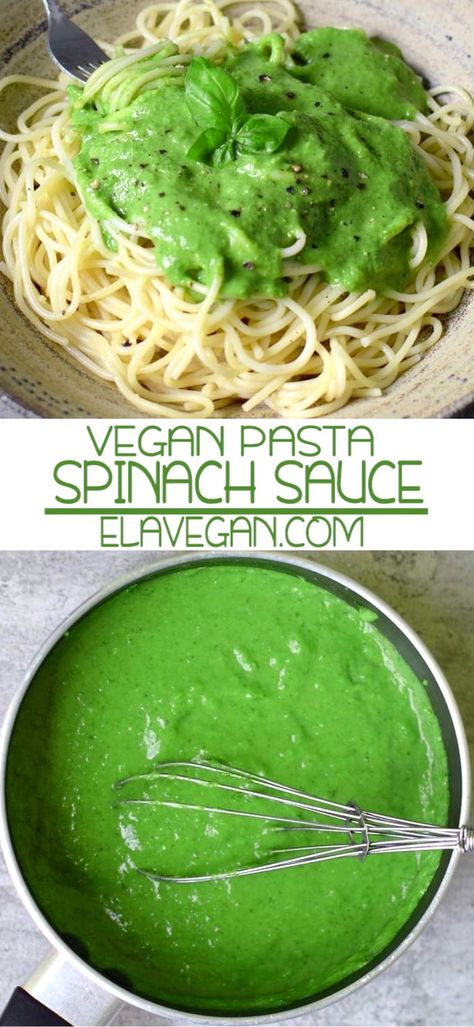 Spinach Sauce Recipes, Spinach Sauce For Pasta, Vegan Spinach Recipes, Vegan Spinach Pasta, Green Pasta Recipe, Spinach Pasta Sauce, Green Pasta Sauce, Vegan Dressings, Spinach Recipes Vegan