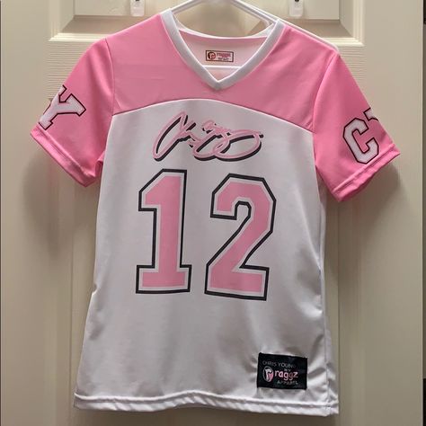 Never Worn, Soft Jersey Material Has Two Stains Pictured, Not Sure Where Those Came From. It’s Been Stored For A While. Smoke Free Home. Bundle And Save! Birthday Jersey Ideas, Jerseys Aesthetic, Pink Jersey Design, Pink Jersey Outfit, Jersey Ideas Design, Paper Jersey, Cute Jersey Outfits, Y2k Jersey, Jersey Costume