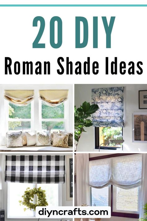 20 DIY Roman Shade Projects Roman Shades Diy How To Make, Faux Roman Shades Kitchen, Diy Tie Up Shade, Neutral Roman Shades, Diy Fabric Blinds, Diy Faux Roman Shade Valance, Diy Magnetic Roman Shades, How To Make Roman Shades Easy, How To Make Roman Shades