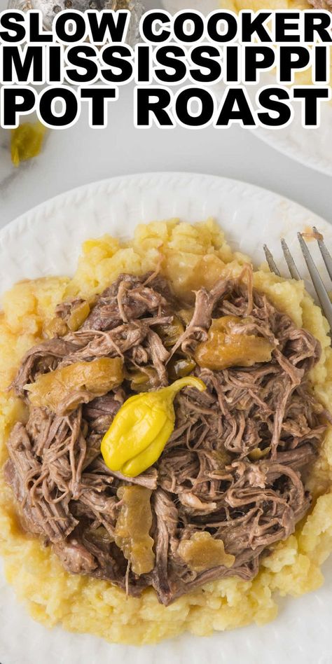 Try this simple and tasty Mississippi Pot Roast recipe in your slow cooker for a hassle-free and delicious meal. Mississippi Pot Roast Recipe, Slow Cooker Mississippi Pot Roast, Roast Beef Dinner, Slow Cooker Roast Beef, Mississippi Pot, Best Pot Roast, Mississippi Roast, Pot Roast Recipe, Mississippi Pot Roast