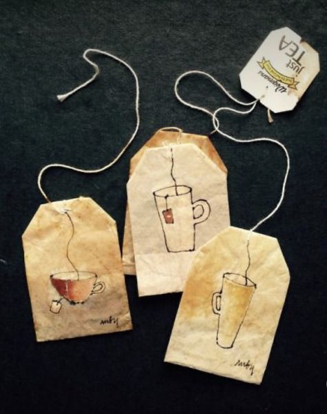 Ruby Silvious, Used Tea Bags, Tea Bag Art, Decisions Decisions, Upcycled Art, Hur Man Målar, Tea Art, Bookmarks Handmade, Tea Bag