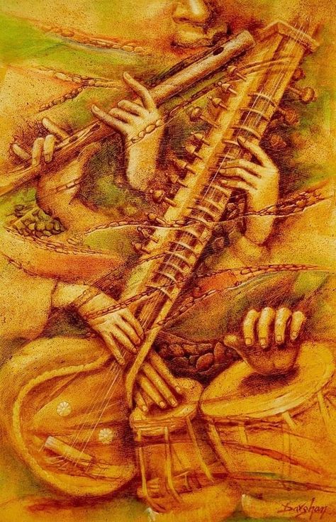 Classical Instruments Drawing, Indian Instruments Aesthetic, Indian Music Poster, Sitar Instrument Illustration, Indian Music Illustration, Indian Classical Aesthetic, Indian Musical Instruments Drawing, Classical Moodboard, Indian Music Aesthetic