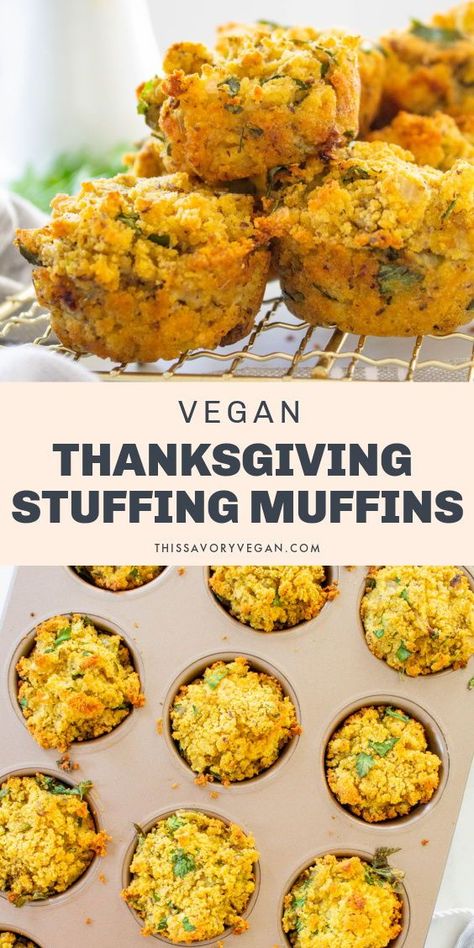 Vegan Thanksgiving Dressing, Vegan Stuffing Muffins, Easy Vegan Stuffing, Individual Thanksgiving Side Dishes, Vegan Thanksgiving Deserts, Cheap And Easy Thanksgiving Sides, Vegan Thanksgiving Dinner Recipes, Easy Vegan Thanksgiving Sides, Thanksgiving Vegan Appetizers