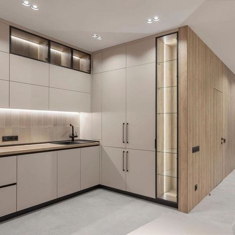 kitchen cabinet remodel kitchen cabinet doors kitchen cabinet idea Unusual Kitchen Design, Wet Kitchen Design Malaysia, L Kitchen Design, Kitchen Laminate, Kitchen Interior Luxury, Luxury Kitchen Design Modern, Luxury Kitchen Island, Acrylic Kitchen, Minimal Kitchen Design