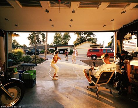 America's pastime: A family plays baseball in their drive in this sunny photograph entitled Samantha The Suburbs Aesthetic, 80s Suburban Aesthetic, Summer In The Suburbs, 90s Suburban Aesthetic, American Suburbs Aesthetic, French Suburbs, Suburbs Aesthetic, Suburban Lifestyle, American Suburbs