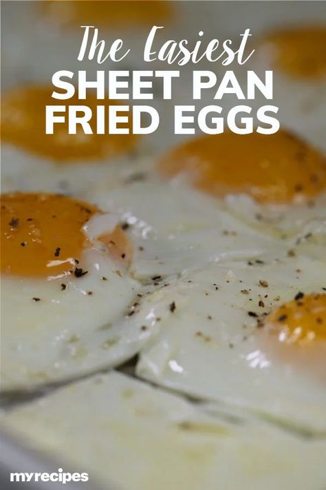 Say hello to the easiest way to make fried eggs for a crowd. In fact, this sheet pan technique for frying eggs might just be the best thing to happen to breakfast since oven baked bacon.#breakfastrecipes #brunchrecipes #breakfastideas #brunchideas Eggs For A Crowd, Fried Egg Recipes, Oven Baked Eggs, Oven Baked Bacon, Ways To Cook Eggs, Baked Bacon, Baked Fries, Cooking For A Crowd, Eggs Recipe