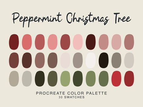 Peppermint Christmas Tree Procreate Color Palette, Christmas color swatches for Procreate Festive Procreate Color Palette Digital Download door VIBESLABEL op Etsy Christmas Procreate Palette, Tree Procreate, Peppermint Christmas Tree, Christmas Colour Schemes, Christmas Color Palette, Procreate Color Palette, Hex Color, Hex Color Palette, Peppermint Christmas