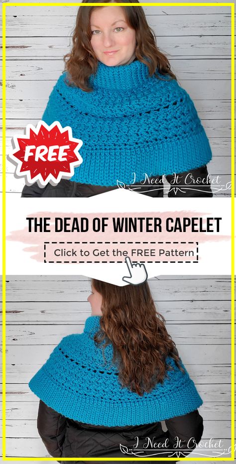 crochet The Dead of Winter Capelet free pattern - FREE Crochet Poncho Pattern for Beginners. Click to Get the Pattern #Poncho #crochetpattern #crochet   via @shareapattern.com Crochet Cape Pattern Free, Cape Pattern Free, Caplet Pattern, Crochet Capelet Pattern, Crochet Caplet, Crochet Cape Pattern, Crochet Poncho Pattern, Modern Haken, Capelet Pattern