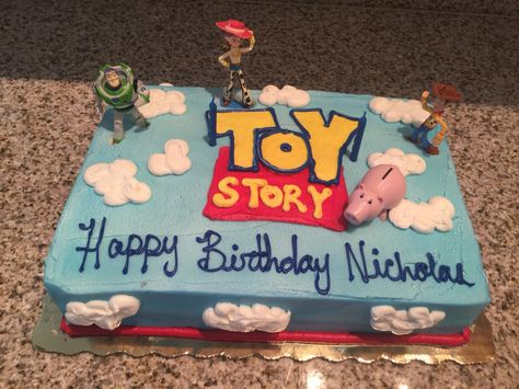 Toy story birthday cake Story Sheet, Toy Story Birthday Cake, Woody Birthday, Birthday Sheet Cakes, Toy Story Cakes, Story Birthday, 2 Birthday Cake, Toy Story Birthday Party, Birthday Toys