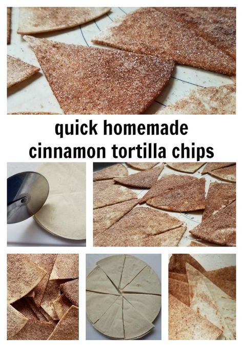 Mexican Cinnamon Tortillas, Simple Homemade Meals, Homemade Cinnamon Chips, Cinnamon Chips Recipes Tortilla, Tortilla Cinnamon Sugar Chips, What To Do With Corn Tortillas, Dessert Chips, Homemade Snacks For Kids, Cinnamon Sugar Tortilla Chips