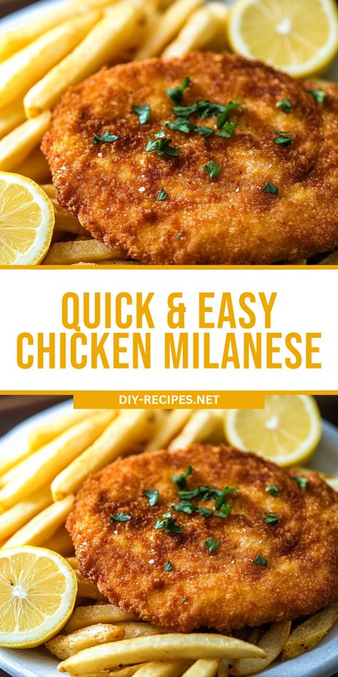 Make Chicken Milanese in no time with this quick and easy recipe! Crispy, flavorful, and served with lemon wedges for a refreshing finish. Chicken Milanese Recipe, Milanese Recipe, Quick Easy Chicken, Chicken Milanese, Chicken Slices, Seasoned Bread Crumbs, Perfect Chicken, Citrus Chicken, Chicken Cutlets