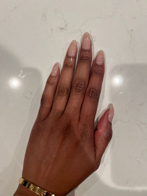 Elegant Nails On Black Women, Neutral Nail Black Women, Natural Almond Gel Nails Ideas, Almond Nail Black Women, Manicure Ideas Black Women, Opi Gel Manicure Ideas, Natural Almond Nails Black Women, Almond Nails Ideas Solid Colors, Oval Nails On Black Women