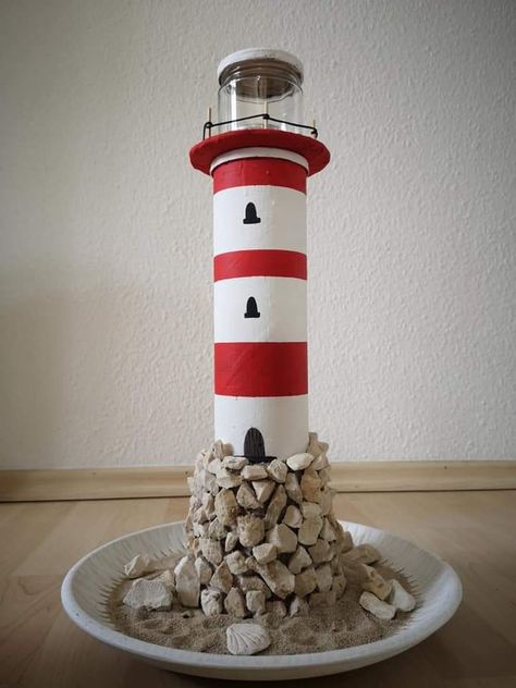 Paper Mache Lighthouse, Lighthouse Crafts For Kids Easy, Diy Lighthouse Crafts, Cardboard Lighthouse, Nautical Classroom Theme, Diy Lighthouse, Nautical Classroom, New Year's Eve Crafts, Lighthouse Crafts