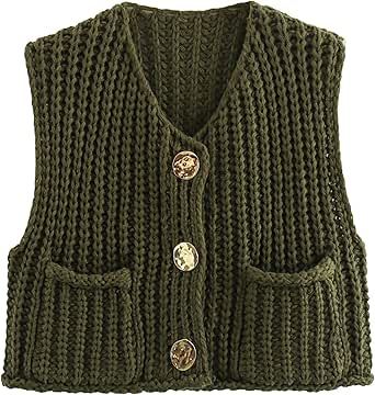 Vest For Women, Knitted Vest, Pocket Cardigan, Sleeveless Cardigan, Cardigan Vest, Knit Vest, Crochet Cardigan, Metal Buttons, Womens Vest