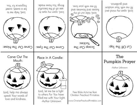 one of the pumpkin poems Halloween Sunday School, Pumpkin Prayer, Christian Pumpkin, Church Halloween, Pumpkin Coloring, Jesus Coloring Pages, Christian Halloween, Christian Preschool, Children Church