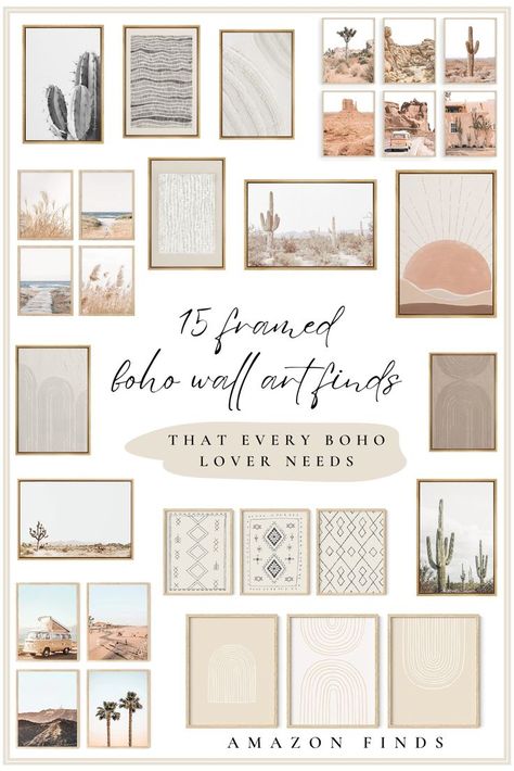 Boho wall decor from Amazon Modern Boho Gallery Wall, Boho Style Wall Art, Boho Wall Collage Ideas, Teen Room Wall Ideas, Wallpaper Teen Bedroom, Teen Boho Bedroom Ideas, Boho Picture Wall, Boho Pictures For Wall Collage, Boho Cubicle