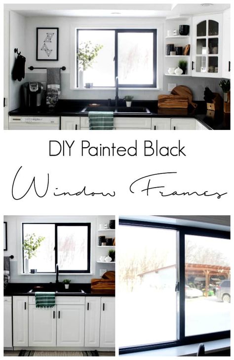 Love the look of black window frames! If you want to paint your own, here's one quick and easy DIY tutorial! Get the beautiful modern black windows for any interior room! Painted Black Window Frames, Scandinavian Windows, Modern Black Windows, Window Framing, Painted Window Frames, Black Window Trims, Black Window Frames, Black Window, Interior Room