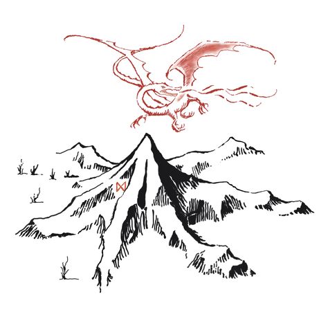 Lonely Mountain & Smaug Hobbit Dragon, Smaug Tattoo, Hobbit Tattoo, Tolkien Tattoo, Lotr Tattoo, Lonely Mountain, Lord Of The Rings Tattoo, Tattoo Shoulder, Lotr Art