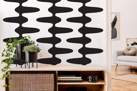 Mid Century Modern Wall Decor, Modern Wall Decals, Apartment Wall Decor, Modern Nursery Decor, Mid Century Modern Patterns, Geometric Wall Decor, Interior Wall Decor, Black And White Wall, Century Decor