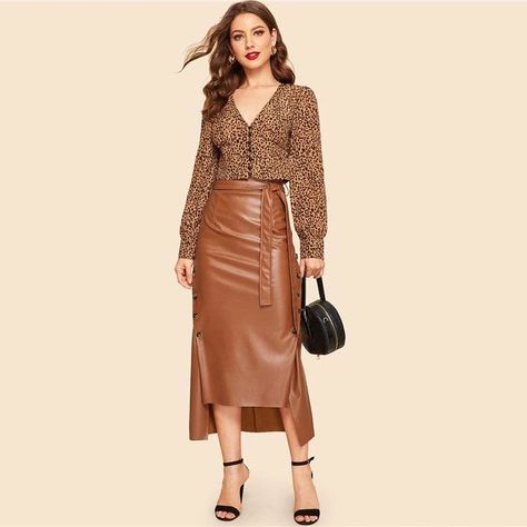 Long brown skirt outfit