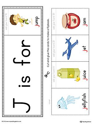 Letter J Beginning Sound Flipbook Printable (Color) Worksheet.The Letter J Beginning Sound Flipbook in Color is the perfect tool for learning and practicing to recognize the letter J and it's beginning sound. Color Worksheet, Phonics Flashcards, School Age Activities, The Letter J, First Grade Phonics, Workbook Design, Reading Anchor Charts, Learning English For Kids, Alphabet Games