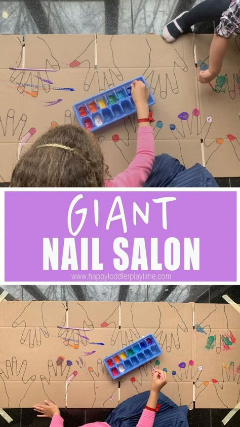 Giant Nail Salon, Aesthetic Activities, Motor Art, Daycare Activities, Daycare Crafts, Indoor Activities For Kids, Toddler Learning Activities, Toddler Fun, Preschool Learning Activities