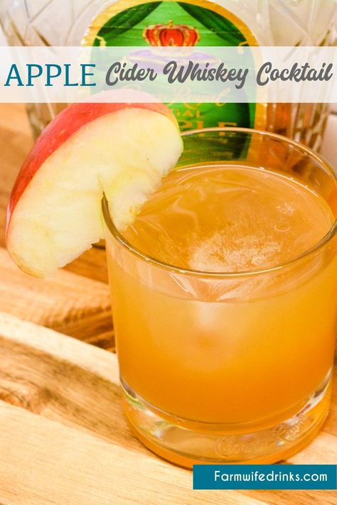 Salted Caramel Crown Royal Apple Cider, Apple Whiskey Cocktail, Apple Crown Royal Drinks, Crown Royal Recipes, Apple Cider Whiskey, Ginger Ale Drinks, Apple Cidar, Whiskey Drinks Recipes, Crown Royal Apple