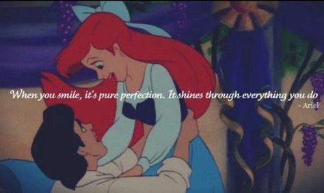 The little mermaid quote awwwwwwwww that is so cute! Little Mermaid Quotes, Mermaid Movies, Mermaid Quotes, Disney Merch, Disney Princess Movies, When You Smile, Mermaid Life, Princess Ariel, Quotes Disney