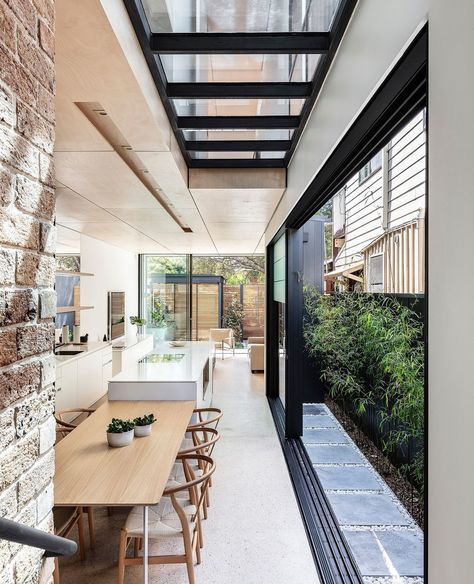 Homes To Love on Instagram: “The renovation project was incredibly complex, but perseverance has reaped beautiful rewards for the owners of this home on Sydney’s…” Kitchen And Dining Area, House Extension Design, Extension Designs, Glass Walls, The Dining Room, Australian Homes, House Extensions, Open Kitchen, Basement Remodeling