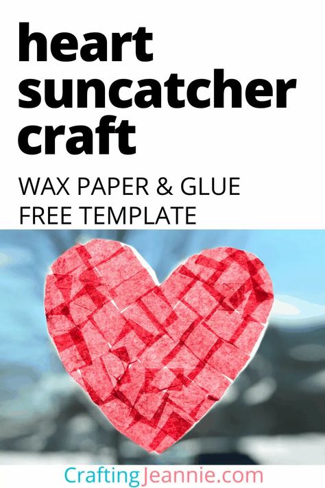 This heart suncatcher uses wax paper. It's SUPER EASY. No sticky contact paper that's hard to cut. It's a perfect Valentine's Day Craft or Mother's Day Craft. And you can make the supplies for an entire classroom, scout group or your crew of kiddos in less than 10 minutes! Get the Easy Heart Suncatcher, Kindergarten Valentine Crafts, Wax Paper Crafts, Boy Scout Crafts, Sun Catcher Craft, Preschool Valentine Crafts, Classroom Preschool, Heart Suncatcher, Mother's Day Craft