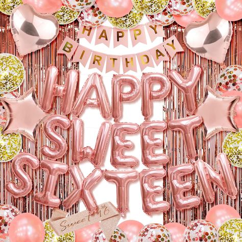 PRICES MAY VARY. Perfect Party Decor: Elevate your Sweet 16 celebration with our exquisite "Happy Sweet Sixteen" balloons. These vibrant sweet 16 party decorations are ideal for any 16th birthday party, creating an unforgettable ambiance for your special day. Perfect for girls' sweet 16 parties, these 16th birthday decorations for girls are sure to impress your guests! Premium Quality: Crafted from high-quality, durable materials, our happy sweet sixteen party decorations are designed to last th Happy Sweet 16th Birthday Girl, Sweet Sixteen Balloons, Sweet 16 Party Decor, 16 Party Decorations, Sweet Sixteen Decorations, Happy Sweet 16, Sweet 16 Party Decorations, Sweet Sixteen Party, 16th Birthday Decorations