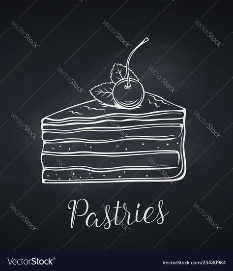 Yoghurt Dessert, Chalkboard Cake, Chalkboard Doodles, Cake Icon, Cocktails Vector, Chalkboard Vector, Cake Vector, Cake Drawing, Party Icon