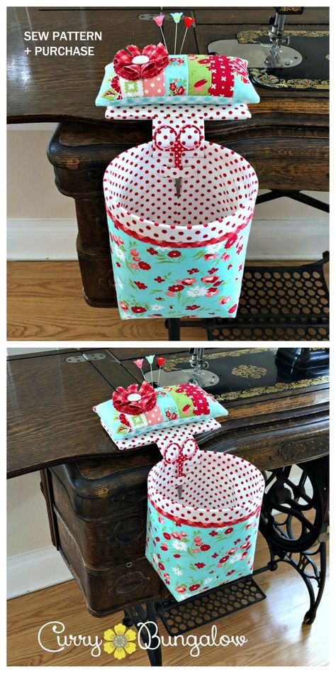 Diy Thread Catcher, Thread Catcher Pattern, Bag Sewing Patterns, Thread Catcher, Diy Sewing Gifts, Pin Cushions Patterns, Sewing Machine Projects, Sewing Machine Cover, Sewing Room Organization