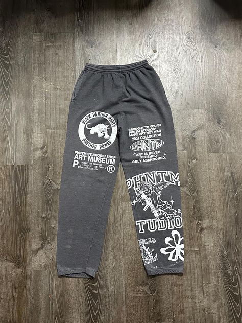 Sade Adu black panther party make art not war heavy metal Y2K hand painted custom made silk screen gray heavy weight sweatpants Sade Adu, Champion Sweatpants, Black Panther Party, Over Size, Vintage Champion, Silk Screen, Make Art, Black Panther, Mens Trousers