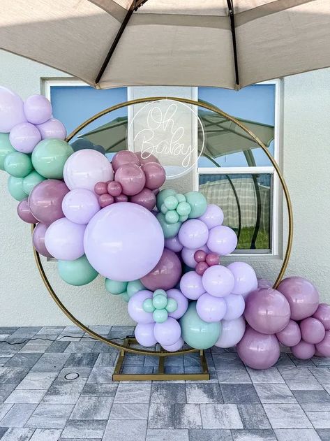 DIY Purple Mint Green Balloon Garland/Arch Kit, Girly/Kids Birthday Party, Baby Shower, Bachelorette Purple And Green Balloon Arch, Mint Green Balloon Garland, Mint Party Decorations, Lilac Baby Shower, Green Balloon Garland, Teal Balloons, Mint Party, Mint Baby Shower, Party Balloons Diy