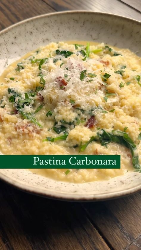 Pastina Carbonara, Pastina Recipes, Mediterranean Pasta, Pasta Water, Meat Salad, Pecorino Romano, Veggie Pasta, Pasta Sauces, Meals Ideas