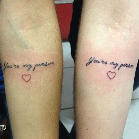 Grey Anatomy Tattoo Friendship, Greys Anatomy Friend Tattoos, Greys Anatomy Best Friend Tattoos, My Person Tattoo Greys Anatomy, You Are My Person Tattoo Greys Anatomy, Greys Anatomy Matching Tattoos, Greys Anatomy Tattoo Friendship, Youre My Person Tattoo Friends, You’re My Person Tattoo