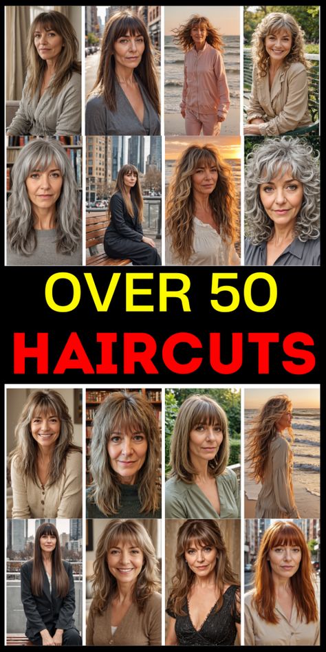 Discover the best long hair with bangs hairstyles for women over 50. From bohemian waves to glossy locks and textured styles, these elegant looks will add a youthful touch to your appearance. Learn practical hair care tips and find out which styles suit your face shape. Embrace your beauty with timeless hairstyles perfect for older women. Long Hair Styles For 50+ Women With Bangs, 2024 Hair Trends For Women With Bangs, Over 50 Long Hairstyles For Women, Long Hair Styles For 50+ Women, Long Hair Over 50 Older Women, Long Hair With Bangs Hairstyles, Bangs Over 40, Long Hair Older Women, Layered Haircuts With Bangs