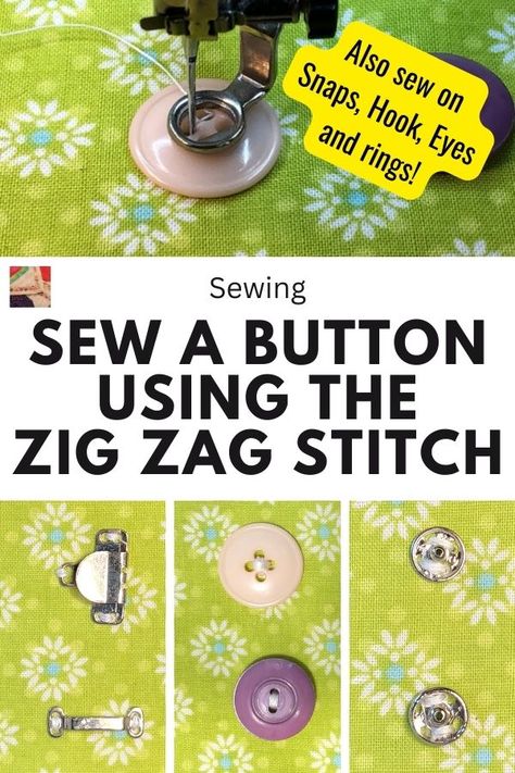 Learn how to sew a button on with a sewing machine using the zig-zag stitch and our video and photo tutorial. This can be used to sew 2-hole and 4-hole buttons, hooks, eyes, flat bows, small curtain rings and snaps too! Tshirt Quilt Diy, Sew A Button, Small Curtains, Tshirt Quilt, Curtain Rings, Diy Quilt, Quilting Techniques, Quilting Tips, Sewing Skills