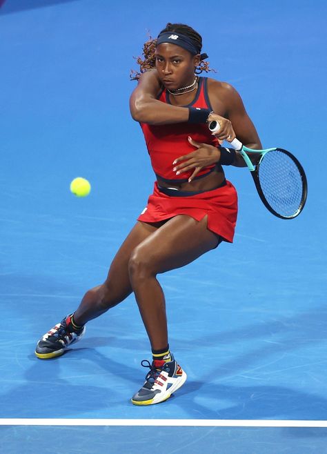 Coco Gauff (USA) • 2024 Qatar Open #tennis Coco Gauff Tennis, Tennis Black Women, Tennis Celebrities, College Posters, Coco Gauff, Tennis Aesthetic, Sports Girl, Female Tennis, Tennis Outfits