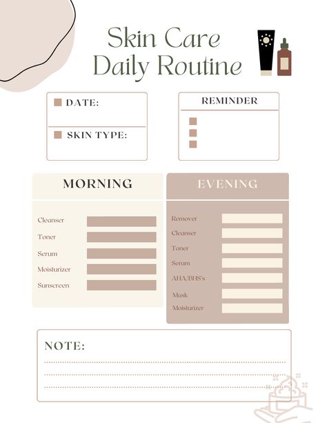 A skin care routine planner for skincare products, items and treatments, for all occasions; winter skin care, spring skin care, fall skin care, summer skin care. Korean skin care, skin care solutions and essentials. Skin Care Routine Planner, Skin Care Planner, Skincare Planner, Summer Skin Care, Selfcare Aesthetic, Spring Skin, Autumn Skincare, Korean Skin Care, Routine Planner