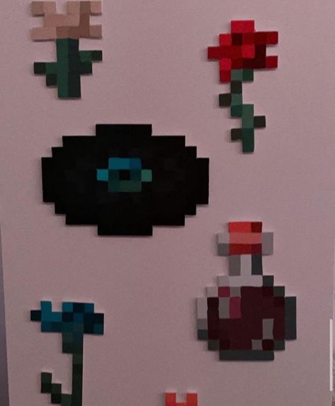 that minecraft cd and the bottle werw so impossible but now i have them and theyre ok Minecraft Decorations, Cd Art, Dream Room Inspiration, Minecraft Designs, Room Inspiration, Pixel Art, Minecraft, Cd, Mario Characters