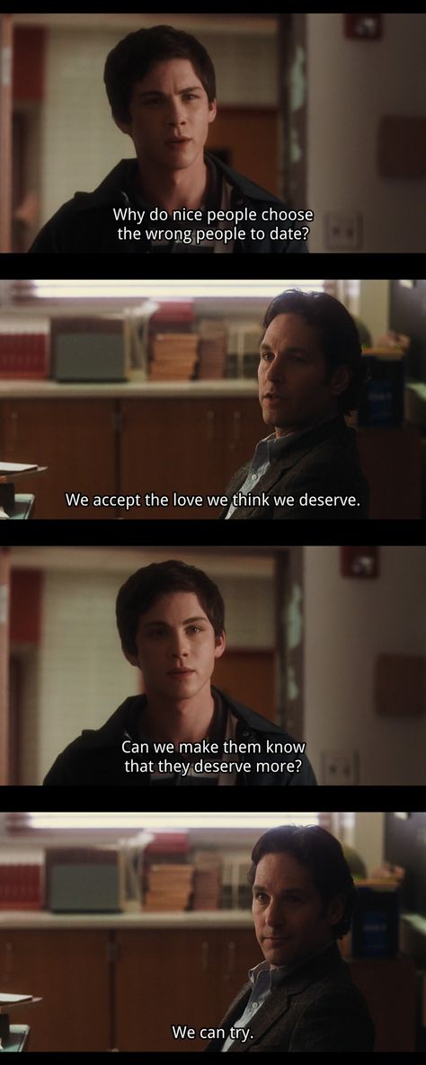 "We accept the love we think we deserve." Perks Of Being A Wallflower Quotes, Wallflower Quotes, Crush A, Cinema Quotes, Make Him Miss You, Sweet Texts, Perks Of Being A Wallflower, Logan Lerman, Fav Quotes