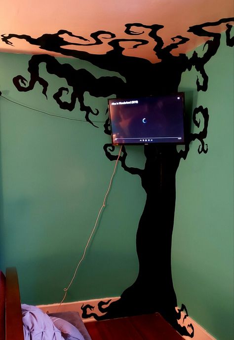 Tim Burton Inspired Room, Tim Burton Furniture, Tim Burton Bedroom Ideas, Tim Burton Nursery, Tim Burton Themed Room, Tim Burton Room Ideas, Tim Burton Bedroom, Tim Burton Tree, Tim Burton Room