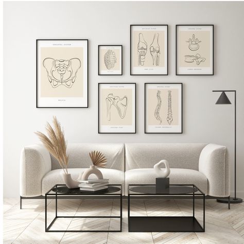 "Printable art is one of the most affordable, quick and easy way to transform your space. KhanaliArtPrints Human Anatomy Posters from Anatomy Wall Art Collection Chiropractic Art, Anatomy Print Set, Physical Therapy Art, Doctor Chiropractic, Orthopedic Posters, Medical Office Decor, Bones Art Print * INSTAND DIGITAL DOWNLOAD * * THIS IS A DIGITAL ITEM * (No physical product will be shipped and frame is not included) All digital download orders are sent automatically after you purchase your print. Your purchase includes 5 ratio that can be printed in over 20 different sizes. INCLUDED FILES : File 1: High resolution JPG file in 2:3 ratio for printing the following sizes: - 4x6 inc / 10x15 cm - 6x9 inc / 15x22 cm - 8x12 inc / 20x30 cm - 12x18 inc / 30x45 cm - 16x24 inc / 40x60 cm - 20x30 inc Chiropractic Office Wall Decor, Physiotherapy Wall Art, Modern Chiropractic Office, Physical Therapy Gym Design, Physical Therapy Wall Art, Physical Therapy Room Design, Orthopedic Office Design, Physical Therapy Decor, Physical Therapy Clinic Decor