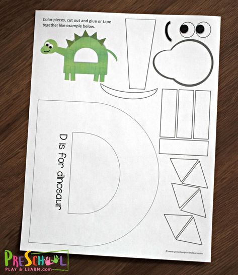 Free Printable Letter D craft for preschoolers D For Dinosaur Letter D, Free Letter Craft Printables, D Craft For Preschool, D Letter Crafts For Preschool, Learning The Letter D Preschool, Letter Dd Crafts For Preschool, Letter D Recognition Activities, Easy Letter Crafts For Preschoolers, D Is For Dinosaur Printable