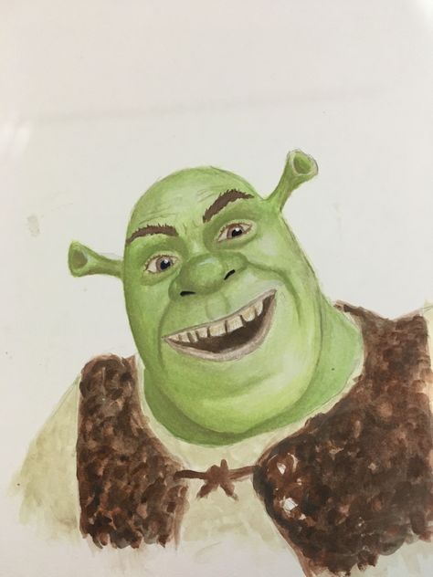 #art #artist #shrek #shrekislife #shrekmemes #painting #watercolour #watercolourpainting Shrek Chalk Art, Shrek Watercolor, Shrek Doodle, Shrek Painting, Shrek Art, Shrek Drawing, Shrek Memes, Disney Drawings Sketches, Drawing Aesthetic