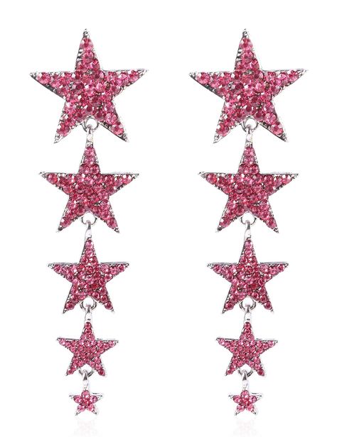 PRICES MAY VARY. [ Fashion Design ] You will receive a pair of sparkling rhinestone hollow star earrings that are very sparkly and gorgeous. Wearing these star earrings, you will easily become the center of attention in the crowd. Suitable for everyday wear, they can meet your different outfit needs every day. If you don't want to be like others, you can choose them. [ Star Earrings Dangle ] The sparkly earrings boast a unique hollow star design that gives them steric effect. The rhinestone earr Star Earrings Dangle, Wedding Swimwear, Celebrating Friendship, Silver Star Earrings, Stud Fashion, Prom Earrings, Sparkly Earrings, Party Earrings, Five Points