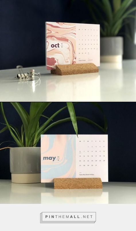 Desktop Calendar Design, Desk Calendar Stand, Creative Desk Calendar, Calender Ideas, Diy Desk Calendar, Desk Calendar Design, Modern Desk Accessories, Marble Trend, Modern Calendar